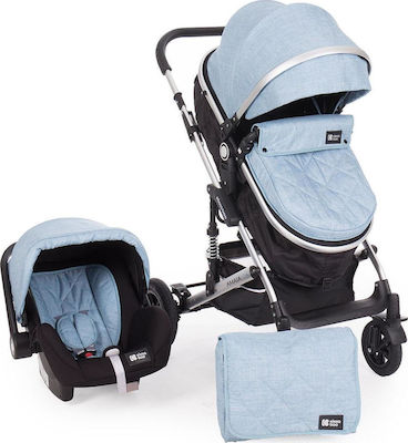 Kikka Boo Amaia 3 in 1 Adjustable 3 in 1 Baby Stroller Suitable for Newborn Light Blue 11kg 31001010116