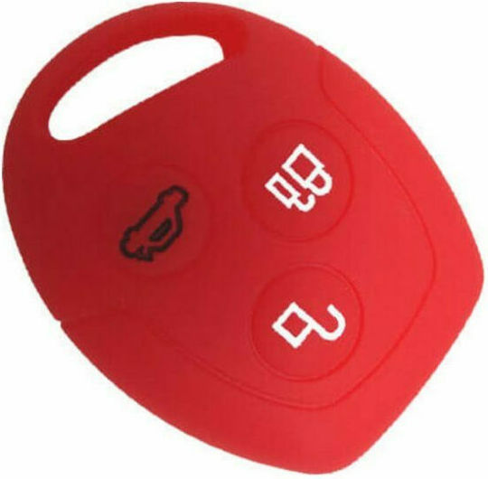Silicone Car Key Cover Case with 3 Buttons for Ford Red