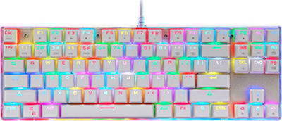 Motospeed K87S Gaming Mechanical Keyboard Tenkeyless with Kailh Red switches and RGB lighting (Greek) White