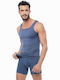 Minerva 90-10636 Men's Undershirt Sleeveless in Blue Color