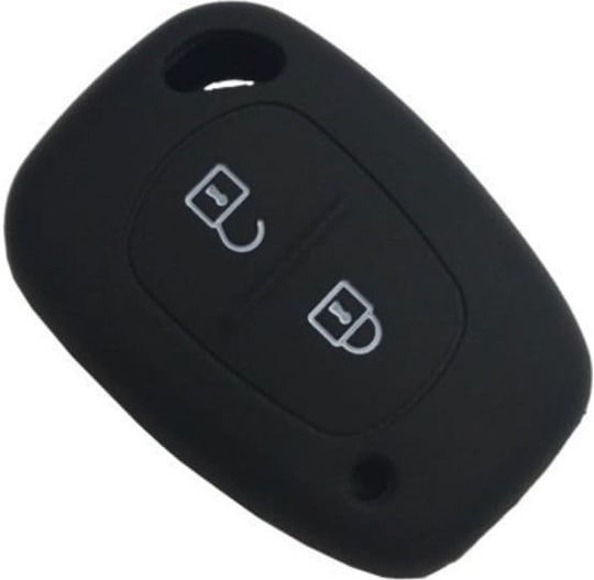 Silicone Car Key Cover Case with 2 Buttons for Nissan / Opel / Renault Black