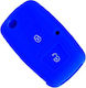 Silicone Car Key Cover Case with 2 Buttons for Seat / Skoda / VW Blue