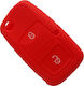 Silicone Car Key Cover Case with 2 Buttons for Seat / Skoda / VW Red