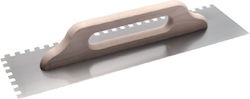 GTC Spatula for Glue with Wooden Handle 500x140x0.7mm & with Tooth 10x10mm Metallic Tooth Spatula with Wooden Handle