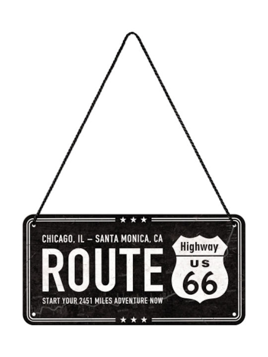 Nostalgic Art Hanging Decorative made of Metallic Highway 66 Black 20x1x10cm 1pcs