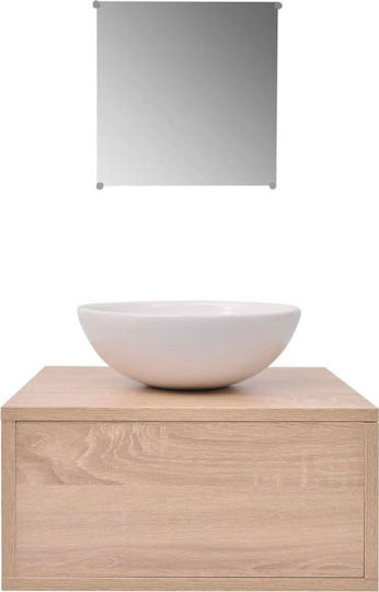 vidaXL Countertop with Sink & Mirror L40xW34xH20cm Oak