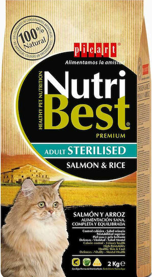 Nutribest Adult Sterilised Rice Dry Food for Adult Sterilized Cats with Salmon 8kg