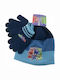 Kids Beanie Set with Scarf & Gloves Knitted Blue
