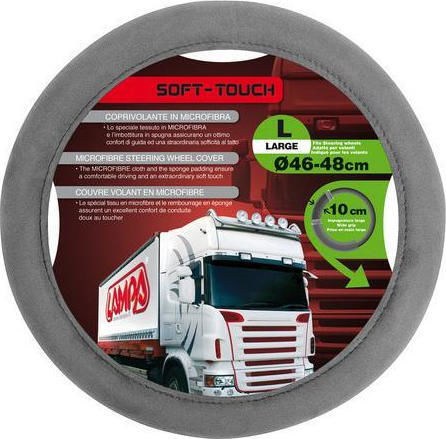 Lampa Κάλυμμα Τιμονιού Αυτοκινήτου Soft-Touch με Διάμετρο 46-48εκ. Μικροϊνών Γκρι