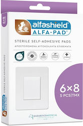 Alfashield Alfa Pad Αποστειρωμένα Αυτοκόλλητα Επιθέματα 6x 8cm , 5τεμ.