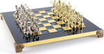 Manopoulos Τοξότες Χειροποίητο Σκάκι Μεταλλικό Μπλε με Πιόνια 28x28cm