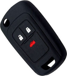 Silicone Car Key Cover Case with 3 Buttons for Chevrolet Black