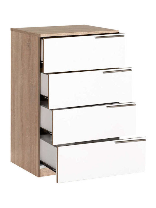 Proper Wooden Storage Drawers with 3 Drawers Φυσικό / Λευκό L55xW43xH89cm