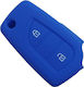 Silicone Car Key Cover Case with 2 Buttons for Toyota Blue