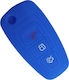 Silicone Car Key Cover Case with 3 Buttons for Ford Blue