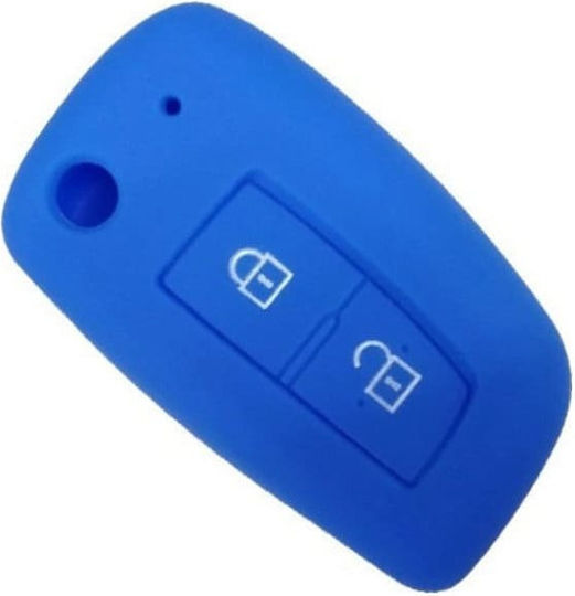 Silicone Car Key Cover Case with 2 Buttons for Nissan Blue