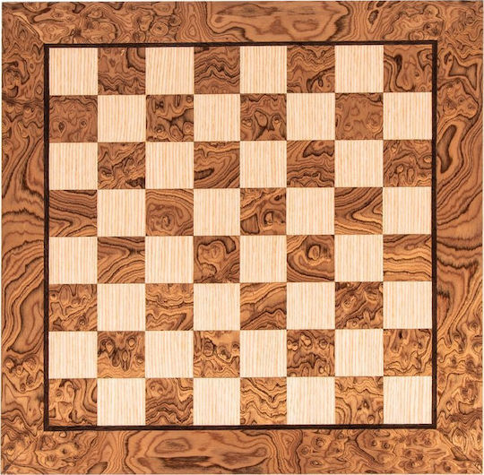 Manopoulos Walnut Burl & Oak Inlaid Handmade Chess Wood 40x40cm WB40J