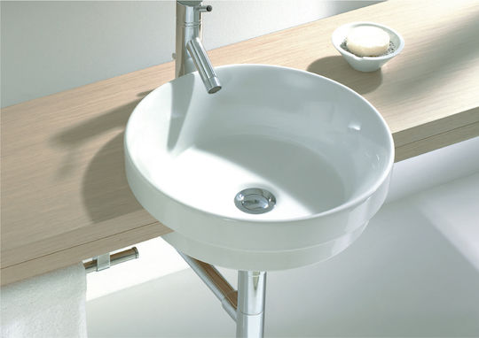 Sanitana Double Încorporat / Deasupra Blatului Chiuvetă Porțelan 39.5x39.5x14cm Alb