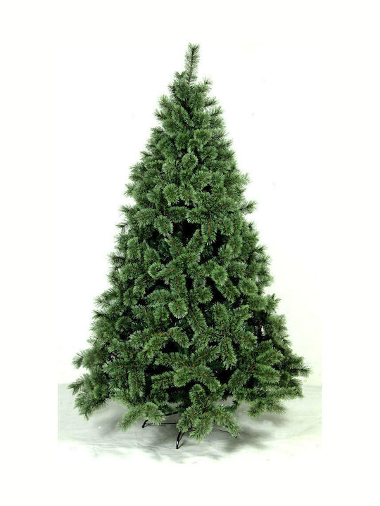 Black Flock Christmas Green Tree with Metallic Base H180cm