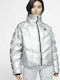Sportswear Women's Short Puffer Jacket for Winter Silver