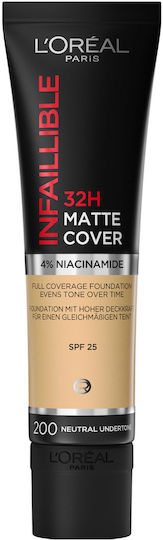L'Oreal Paris Infaillible 24H Matte Cover Liquid Foundation 200 Golden Sand 30ml