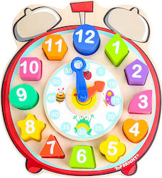 Top Bright Jucărie de Sortat Forme Clock Puzzle With Blocks din Lemn pentru 24++ Luni