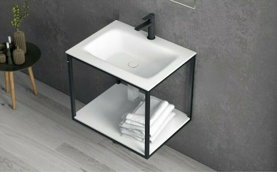 Karag New 60 Πάγκος με Νιπτήρα Μ60xΒ46xΥ50cm Μαύρος