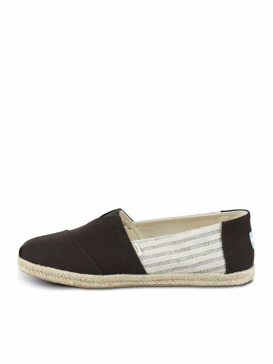 League Stripes Fabric Men's Espadrilles Black Ivy