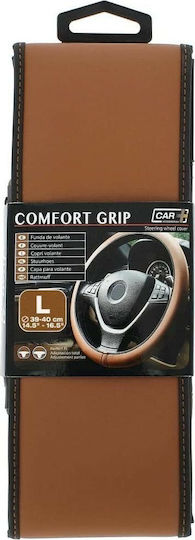 Car+ Car Steering Wheel Cover Comfort Grip with Diameter 39-40cm made of Leatherette Brown