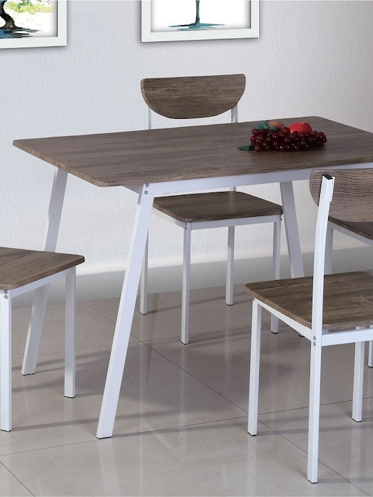 Dining Room Linderia 5pcs White / Brown 110x70cm