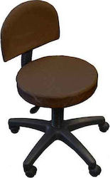 Medical Stool on Wheels with Brown Back