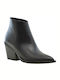 Moods Shoes 7390 Leather Women's Ankle Boots with High Heel Black