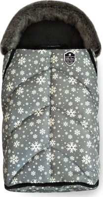 Kikka Boo Shiny Snow Flakes Ποδόσακος Καροτσιού Γκρι με Fleece Επένδυση 85x45εκ.