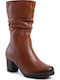 Jana Leather Women's Ankle Boots Tabac Brown