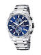 Festina Watch Chronograph Battery with Silver Metal Bracelet