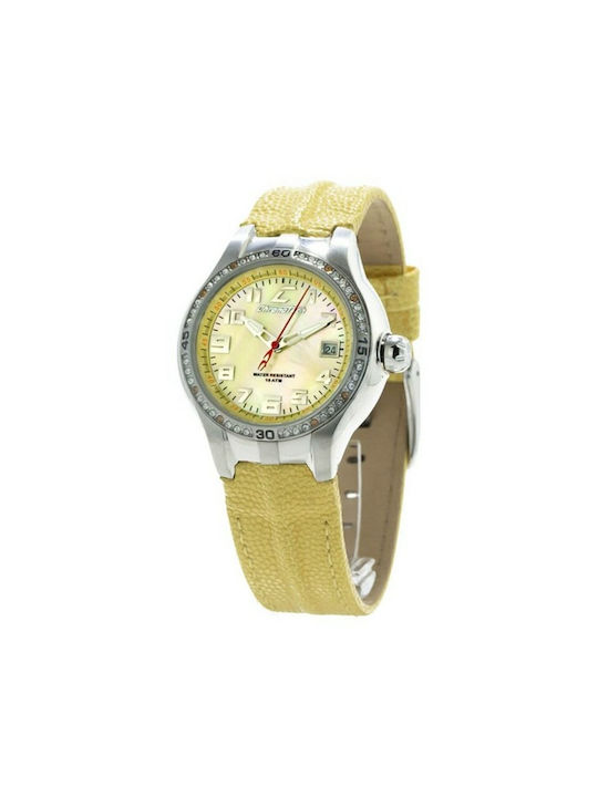 Chronotech Watch with Yellow Leather Strap CT7980L-05S