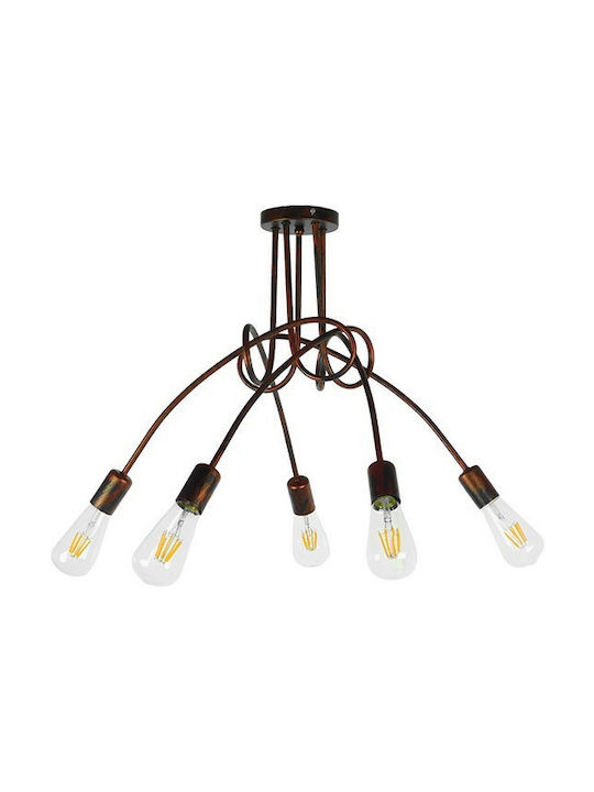 GloboStar Quarzo Pendant Suspension for 5 Bulbs E27 Brown