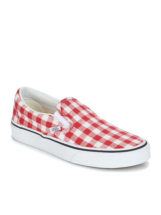 Vans Gingham Stoff Herren Slip-Ons Rot