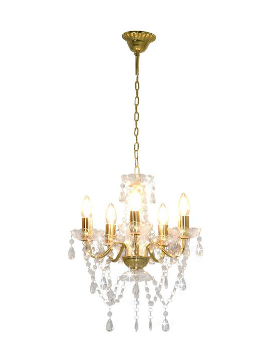 vidaXL Candelabru 5xE14 cu Lumânări Auriu 281602