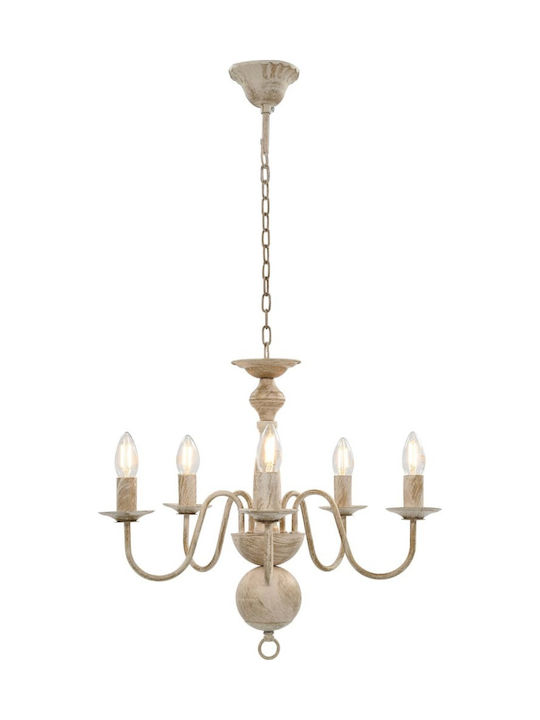 vidaXL Chandelier Candlestick 5xE14 Beige 281614