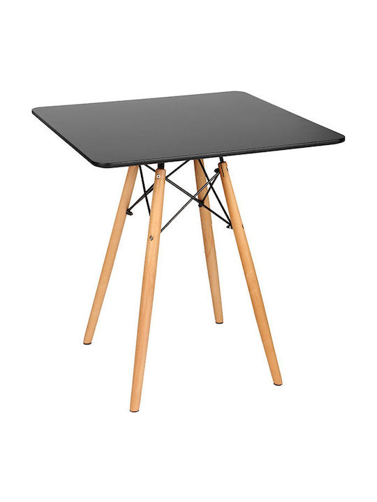 Square Table Kitchen Wooden Black 70x70x75.5cm