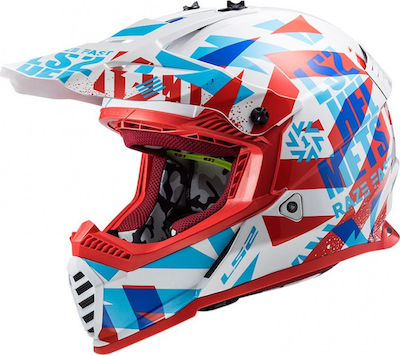 LS2 Fast Evo MX437 Funky Motocross Helmet ECE 22.05 1150gr Red/White