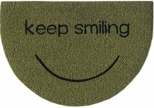 Etoile Covor de Intrare din Cocos cu Suport Antiderapant Keep Smiling Verde 40x60buc