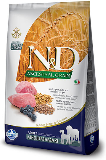 Farmina Lamb & Blueberry Adult Medium & Maxi 12kg Dry Food with Few Grains for Adult Medium & Large Breed Dogs with Lamb