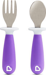 Munchkin Baby Set with Fork made of Metal for 12+ months Purple 2pcs