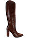 Fardoulis Leather High Heel Women's Boots Brown