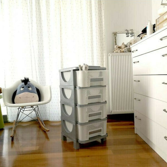 Homeplast Βένους Συρταριέρα Πλαστική 4 Θέσεων Γκρι 42x38x77cm