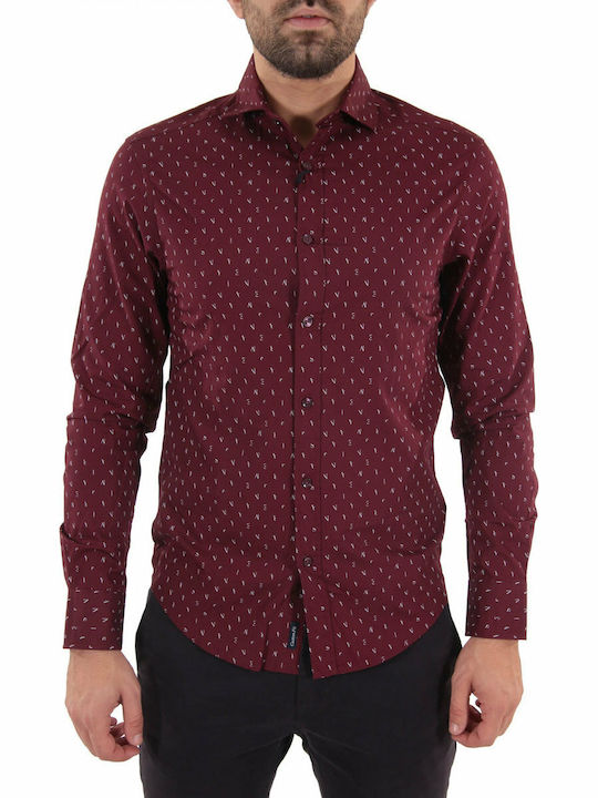 Emporio Armani Men's Shirt Long Sleeve Cotton Burgundy