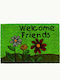 Sdim Entrance Mat made of Coir with Anti-slip Backing Ruco Print 401 Welcome Friends Green 40x60cm Thickness 15mm