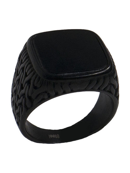 SL Steel men's seal ring black